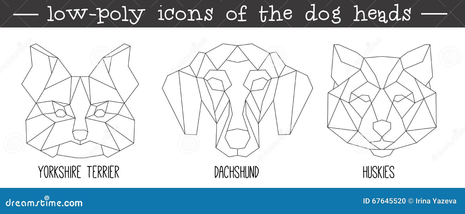 Front View Of Dog Head Triangular Icon Set Stock Vector ...
