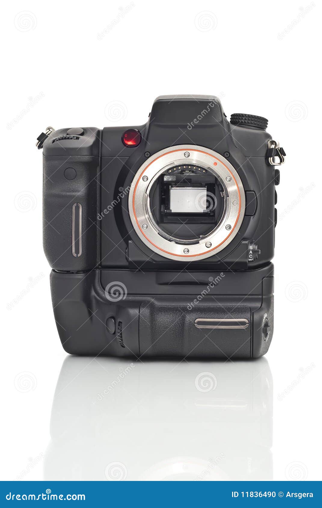 Front View of Dslr Camera Body with Vertical Grip Stock Photo Image