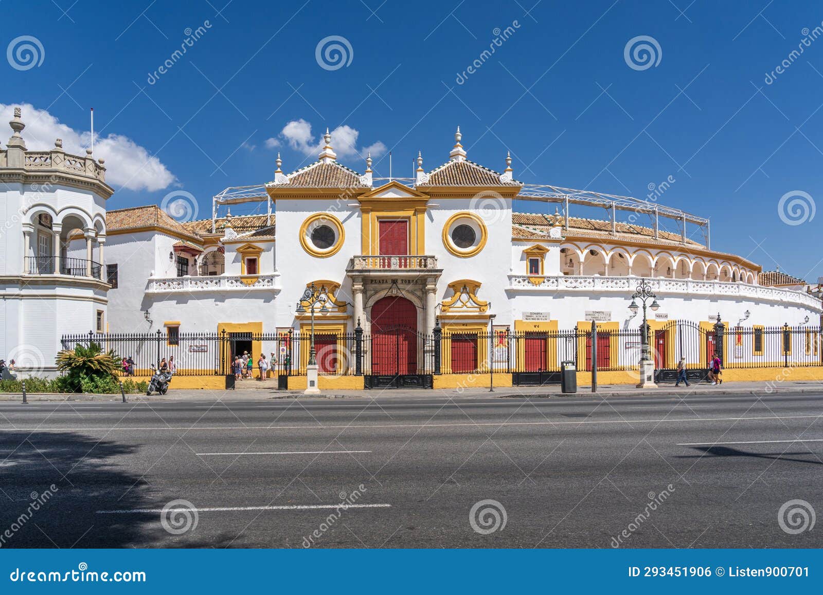 front view of the entrance of maestranza, the plaza de toros de la real maestranza de caballeria de sevilla, seville, spain