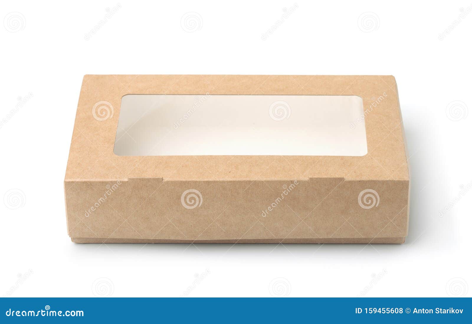 Download Front View Of Kraft Paper Box With Transparent Window Stock Photo - Image of food, cover: 159455608