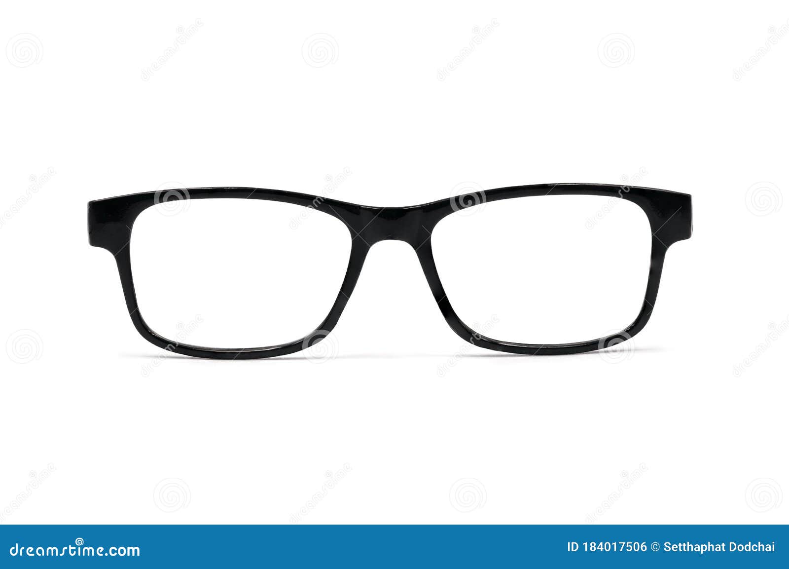 Front View of Men`s Eyeglasses. Black Shine of Frame Plastic with Lens ...