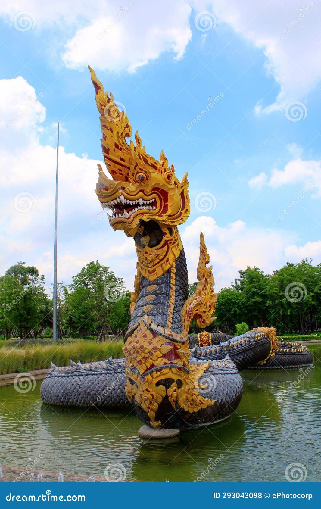 front view of the might dragon at buddhist temple at ban nong chaeng, phetchabun