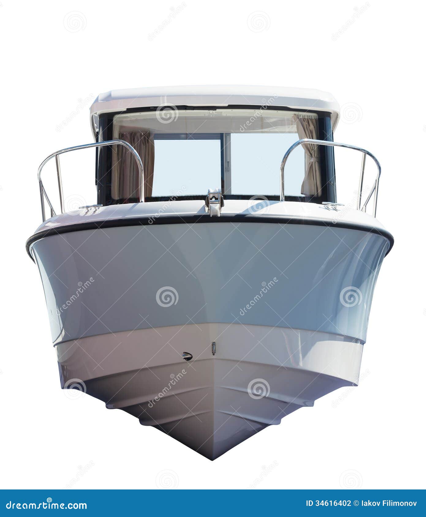 Front View Of Motor Boat. Isolated Over White Stock Photography 