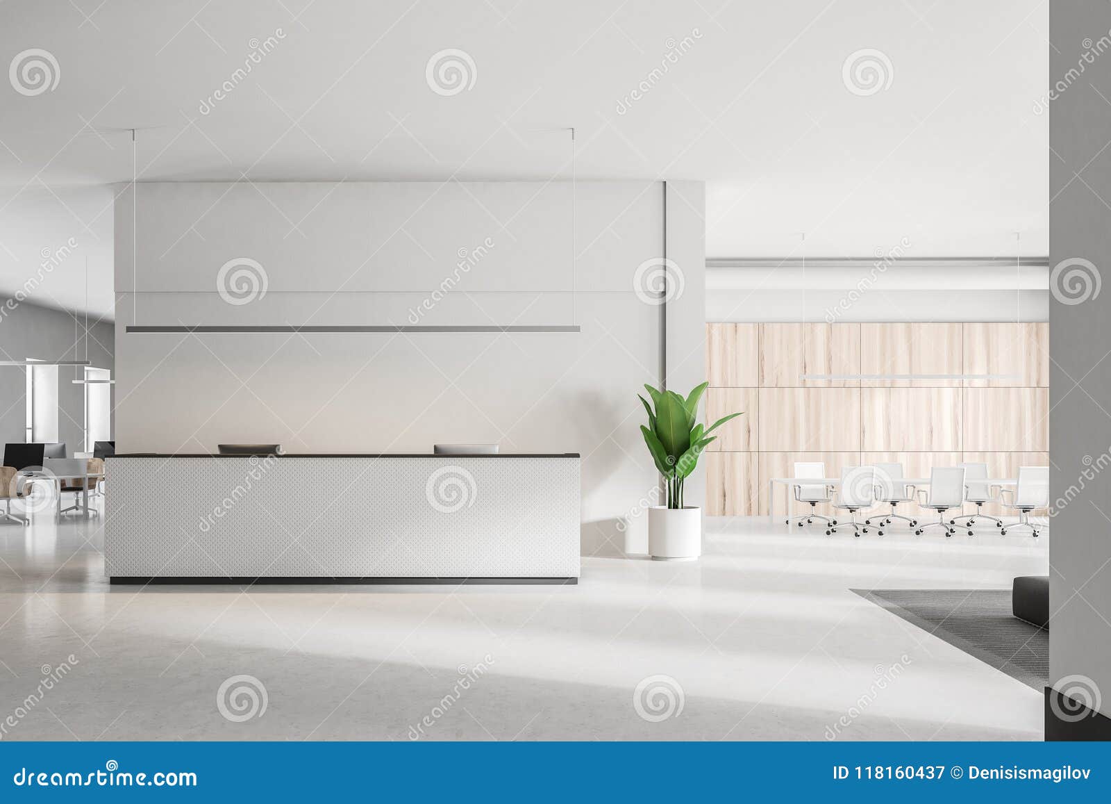Front View Of An Office Reception Desk Stock Illustration