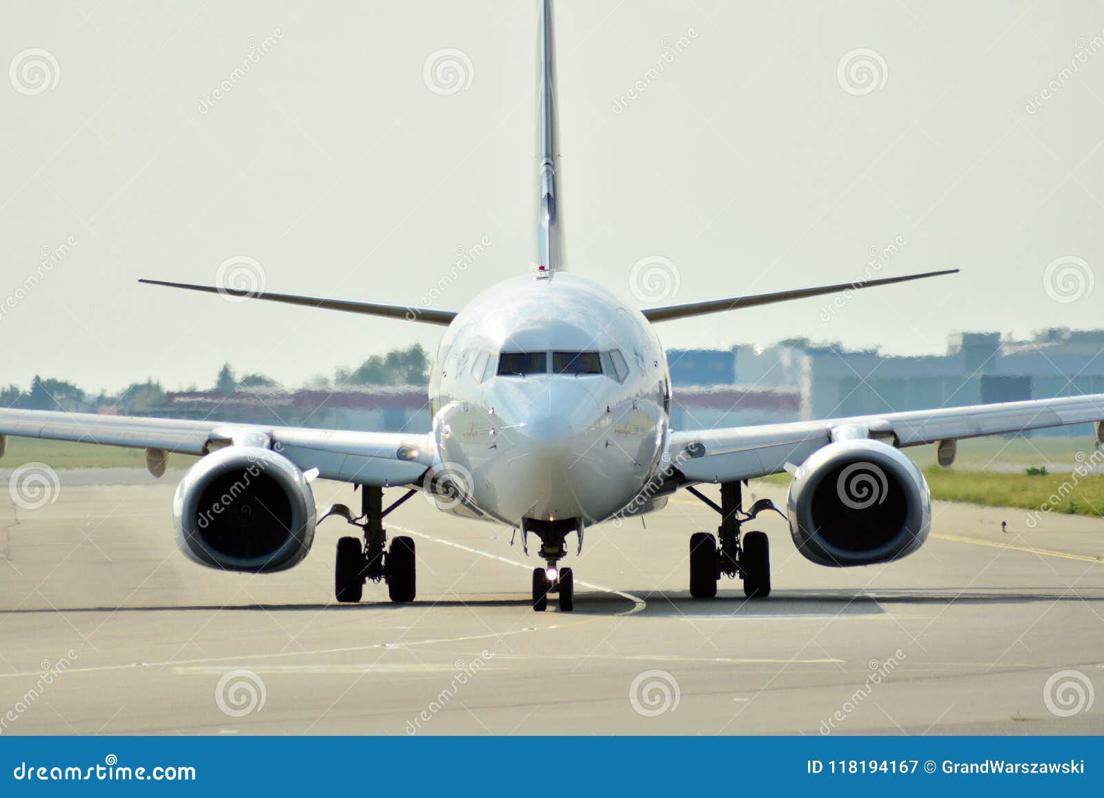 Front View of Plane before Takeoff Stock Image - Image of plane, nose ...