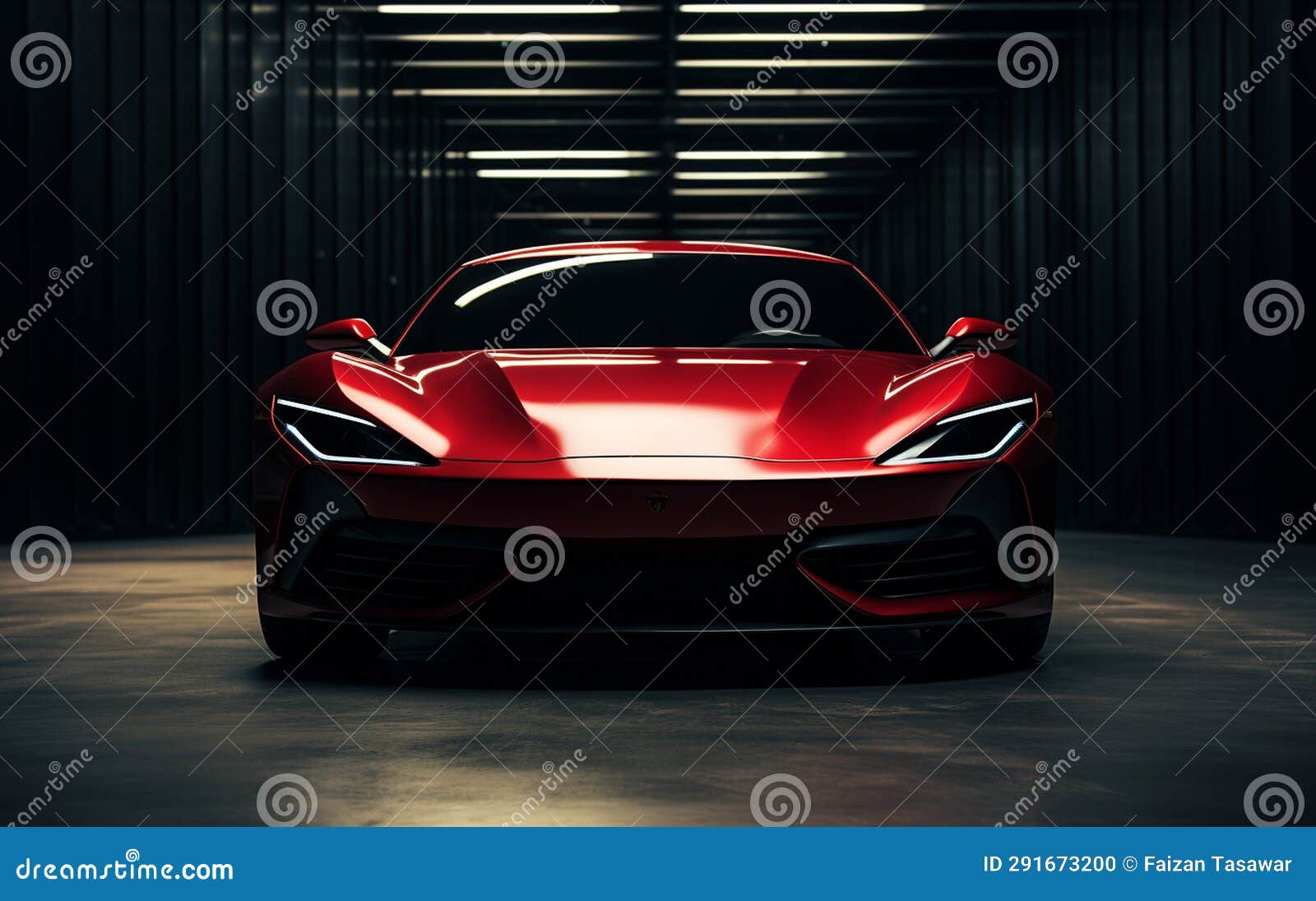 "the front view of a red sports car -generative ai