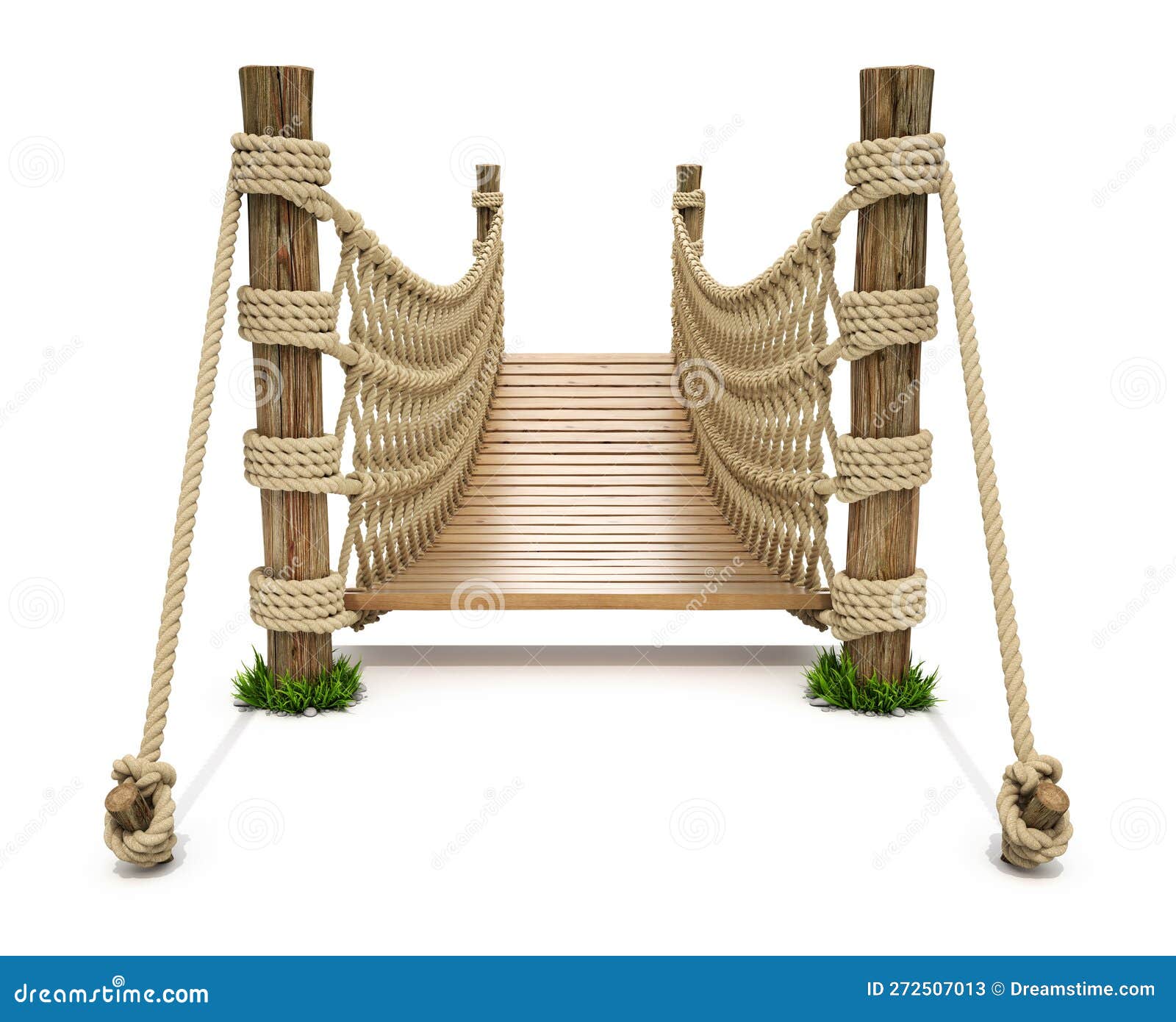 Front View of Rope Suspension Bridge Stock Illustration Illustration