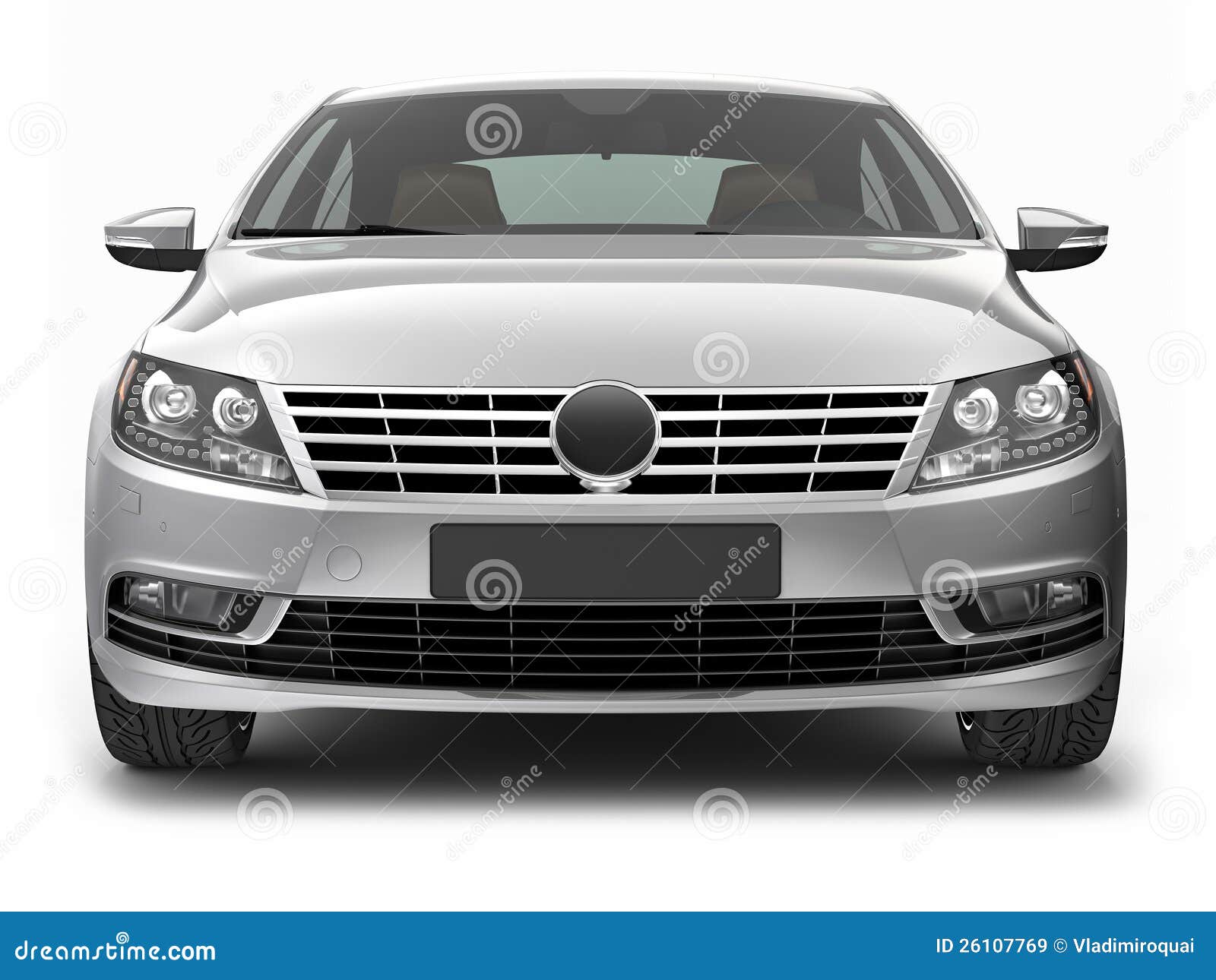 Front View of Silver Sedan Car Stock Illustration - Illustration of
