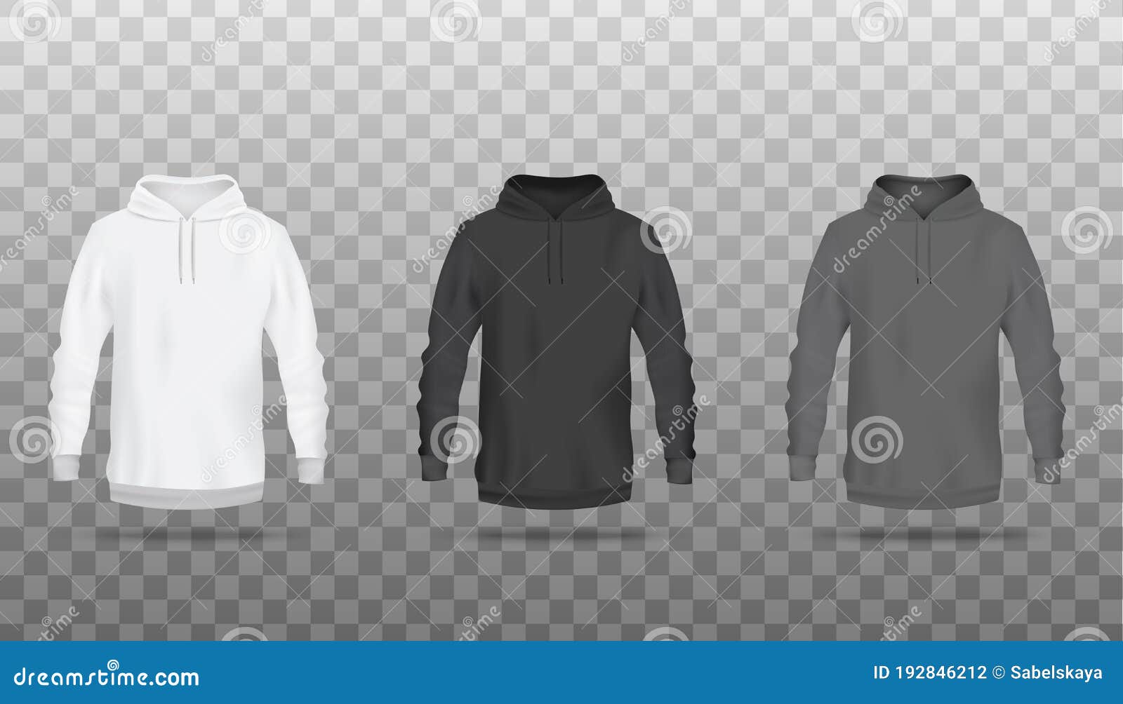 Download Front View Sweatshirts Or Hoodies Realistic Vector Mockup ...