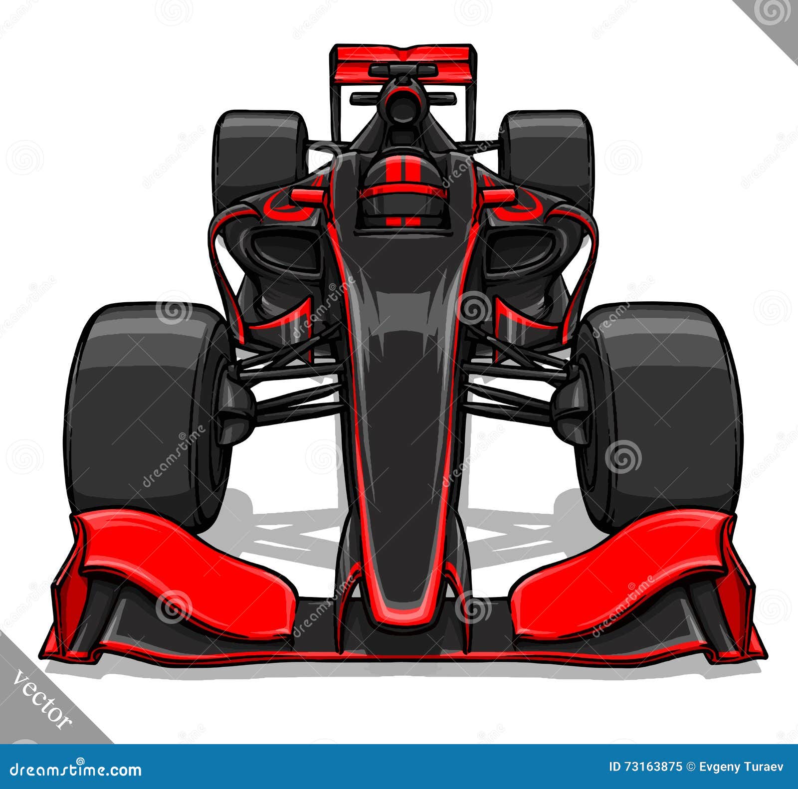 Front View Vector Fast Cartoon Formula Race Car Illustration Art Stock