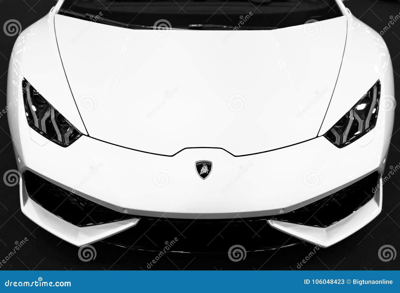 Front View of a White Luxury Sport Car Lamborghini Huracan LP 610-4. Car  Exterior Details Editorial Stock Photo - Image of dealer, illustrative:  106048423