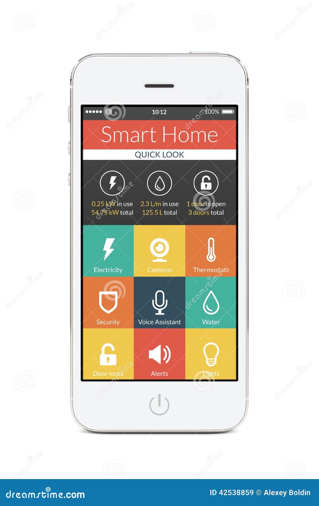 Front View Of White Smart Phone  With Smart Home  