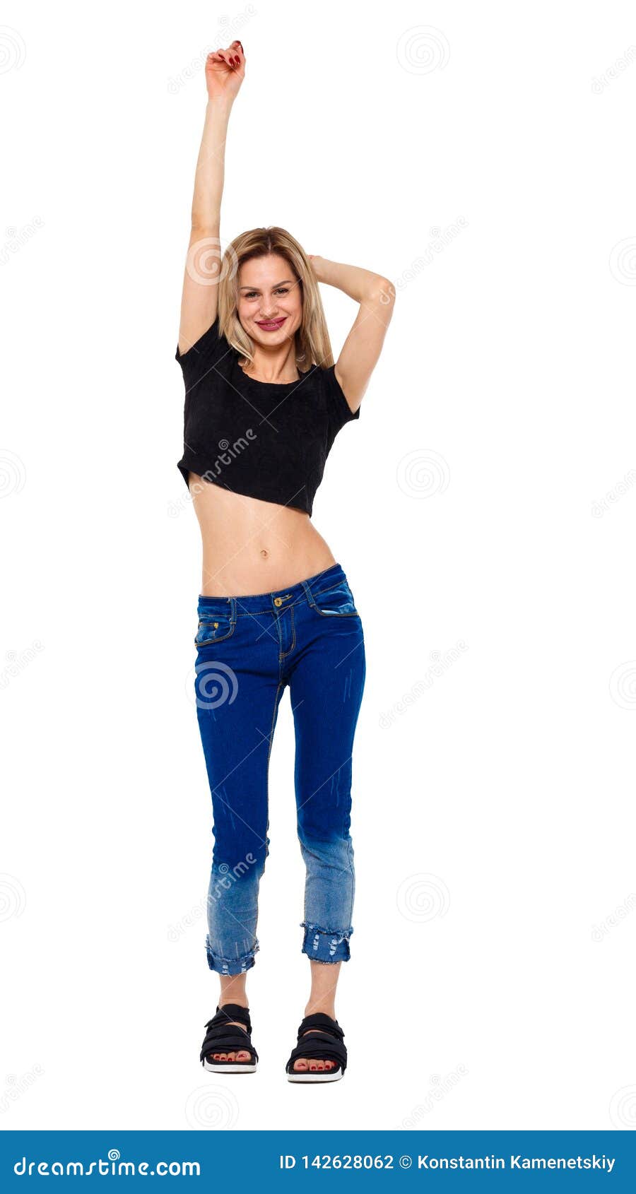 Front View of a Woman Who Dances Stock Photo - Image of hair, posing ...