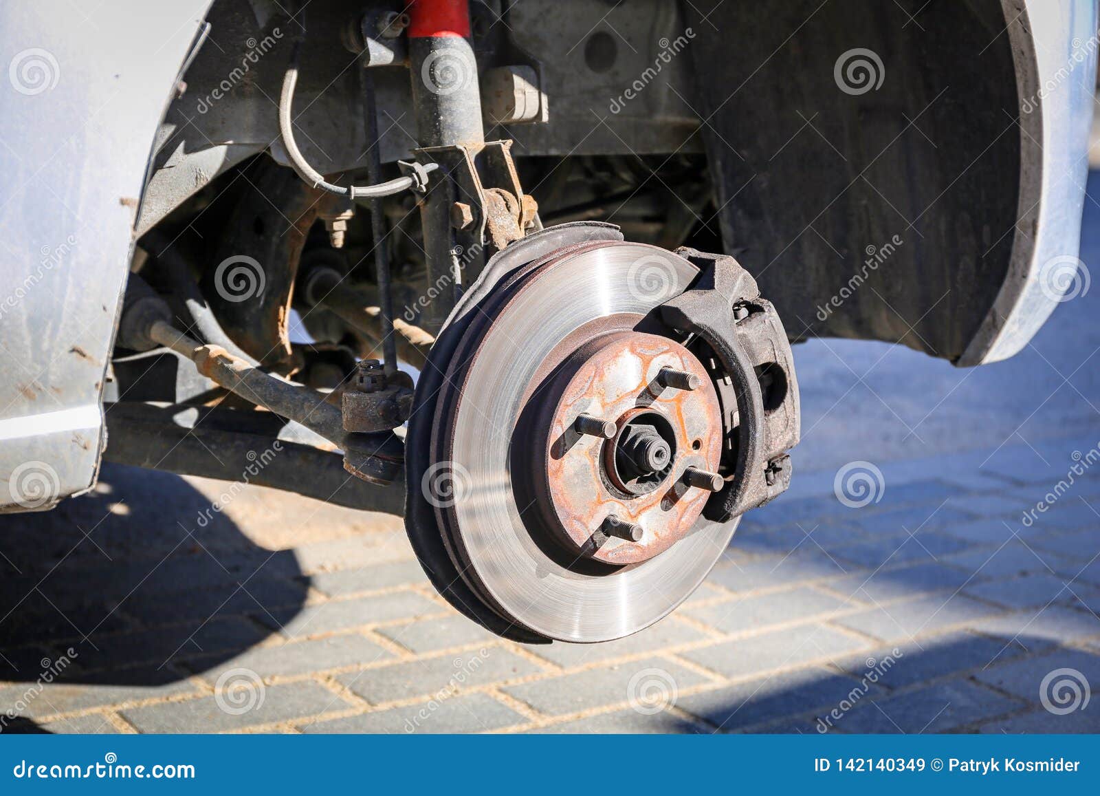 Front Wheel Brake in the Car at Tire Change Stock Image Image of