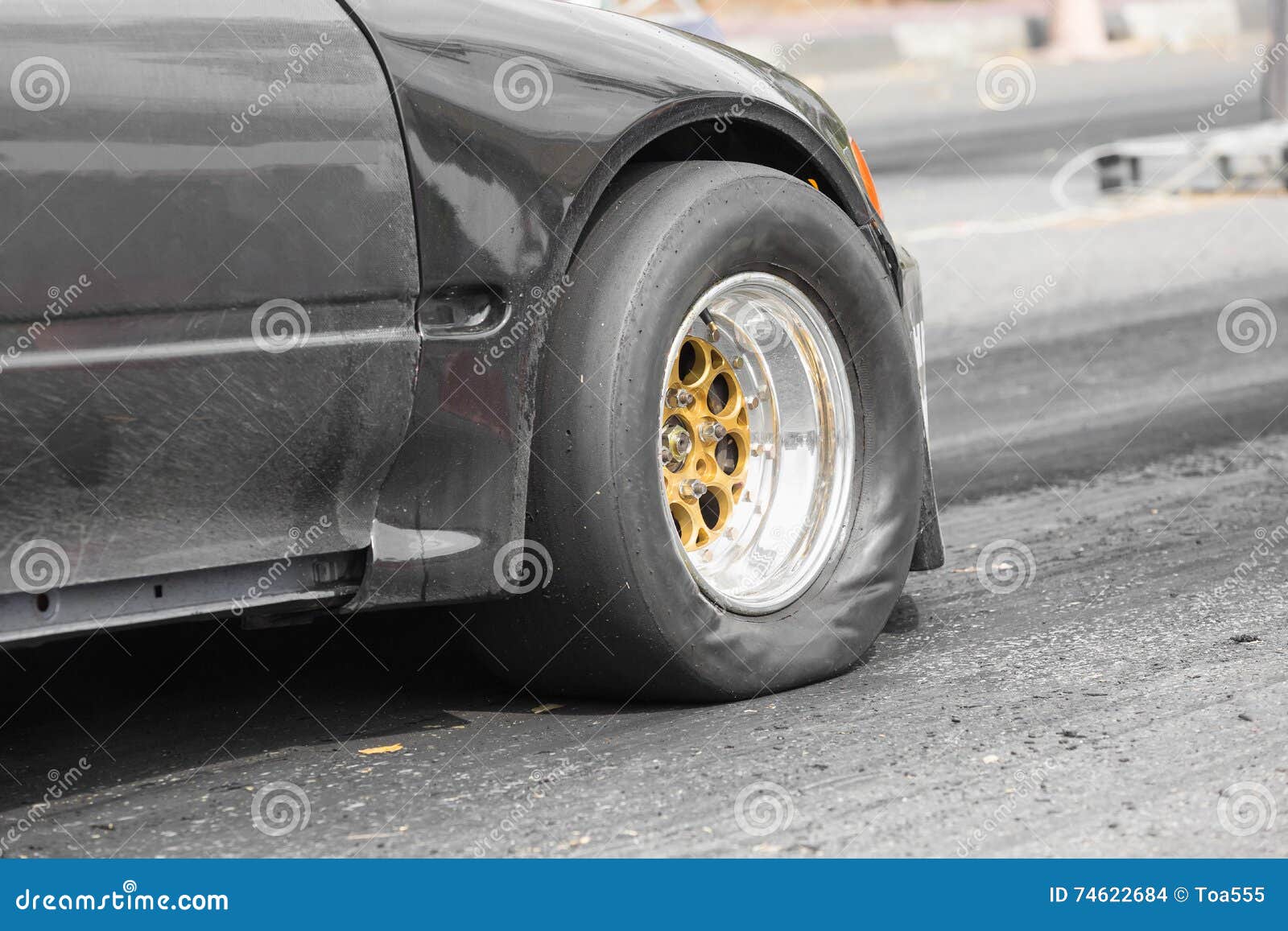 Front Wheel Drive Drag Racing Car at Start Line Stock Photo Image of