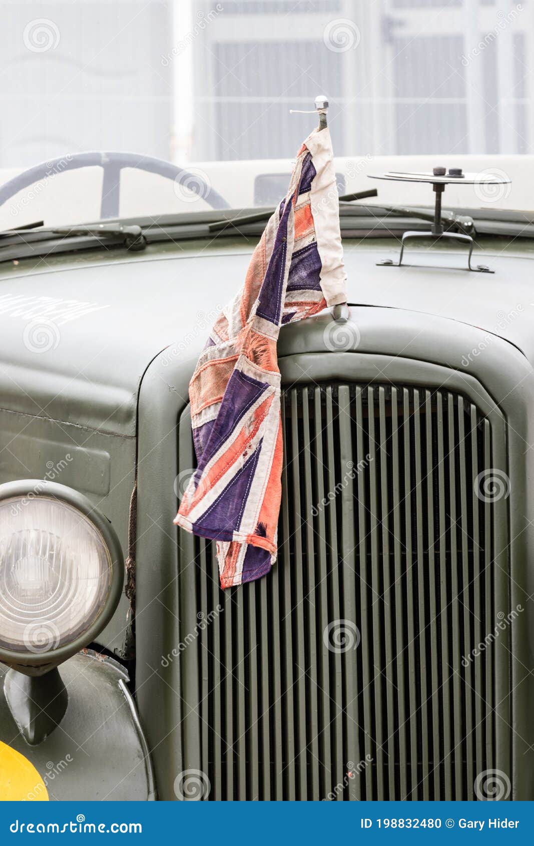 The Front of a World War Two Car with a Union Jack or British Flat on
