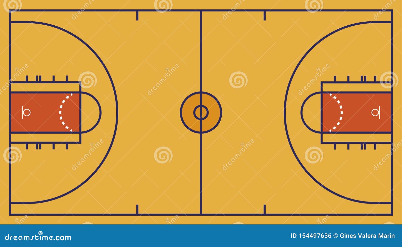 Basketball Field For Background. Basketball Court With Line Pattern