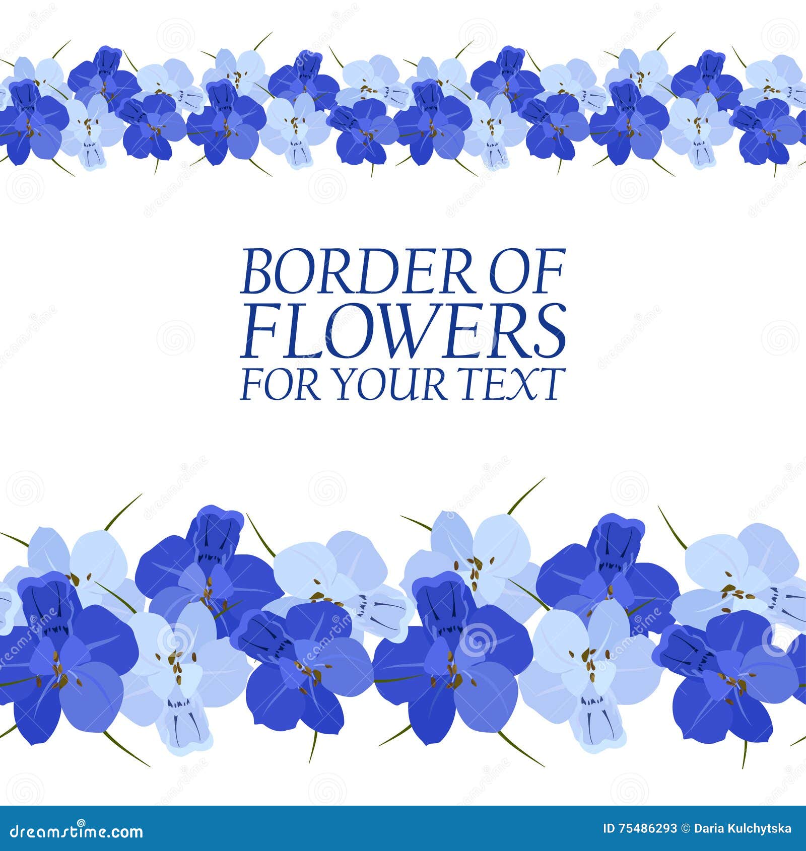 Frontera De Las Flores Azules Para Su Texto Ilustración del Vector -  Ilustración de aislado, aviso: 75486293