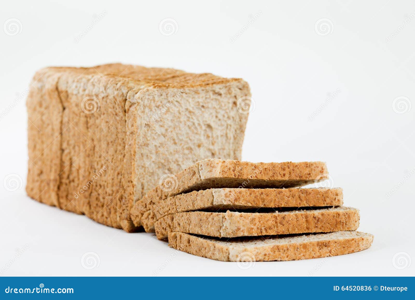 Frontview from a Completely Sliced Bread for Toasting, Isolated Stock