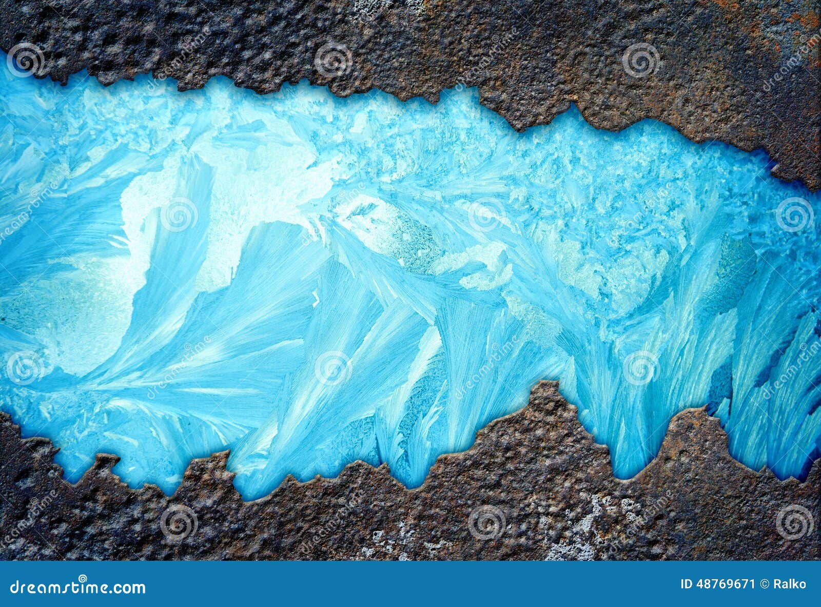 Frost in the Frame of Rusty Metal Stock Image Image of frosted
