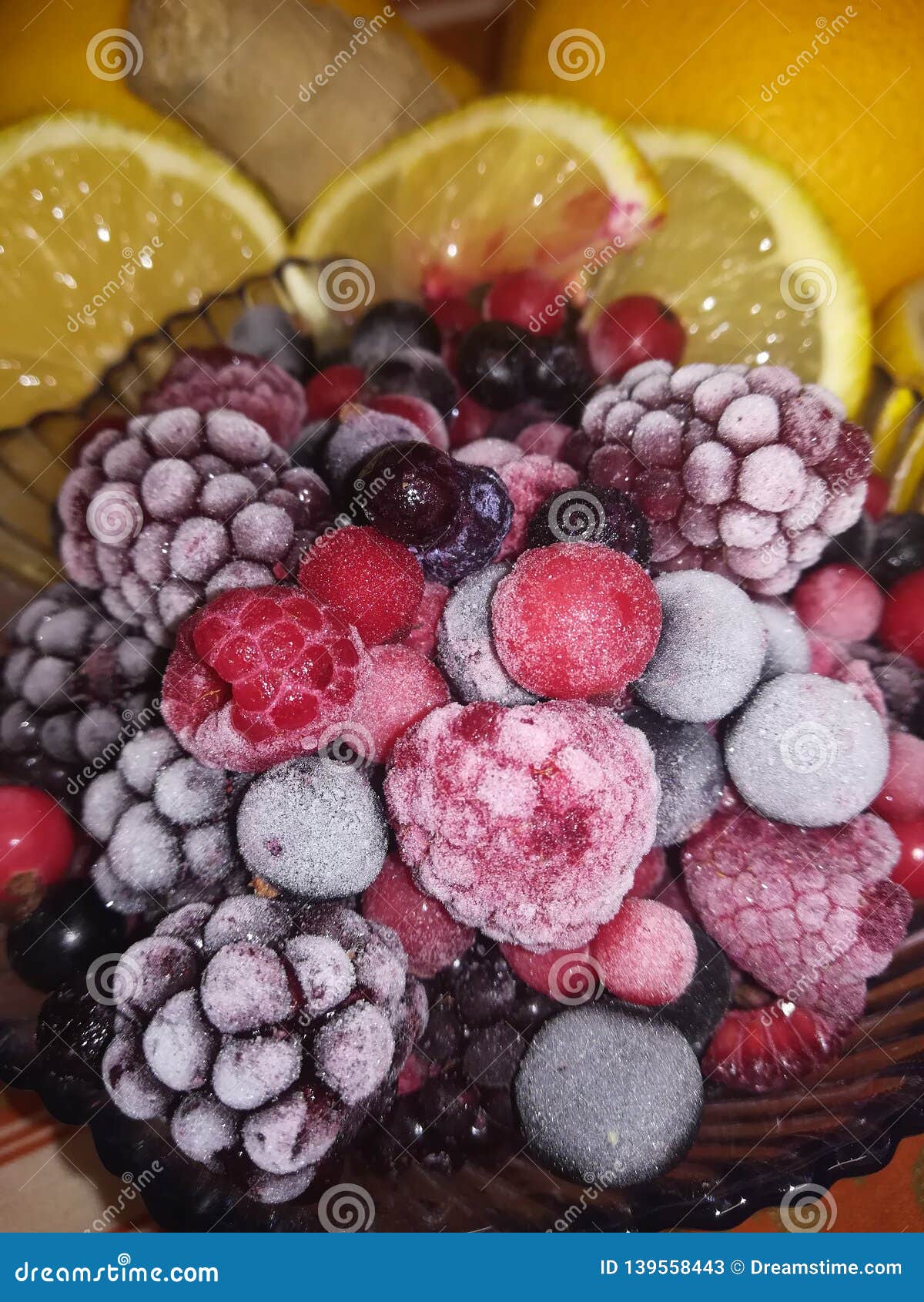 Frosted Berry Fruit Plate stock image. Image of frosted 139558443