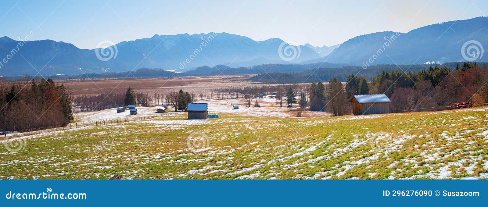 frosty moor landscape murnauer moos and bavarian alps