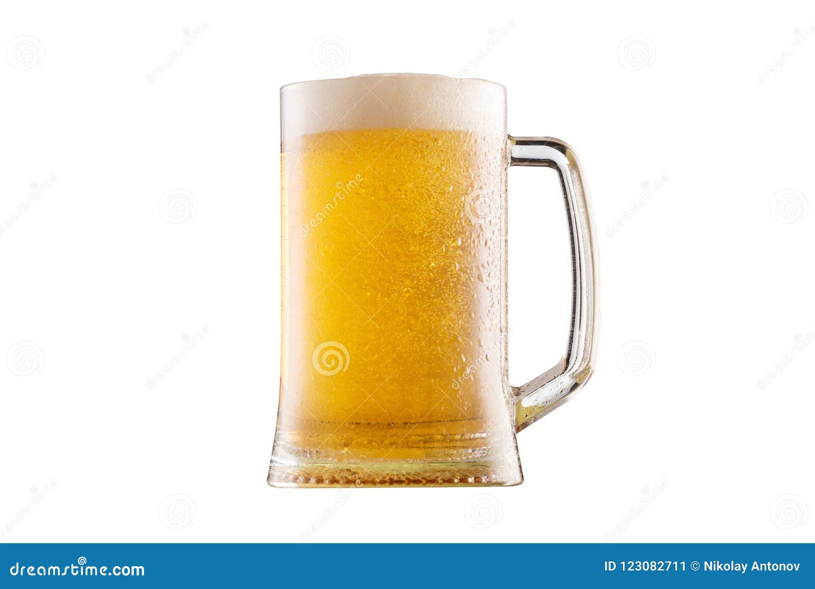 Frosty Mug of Beer Isolated on White Background. Stock Image - Image of