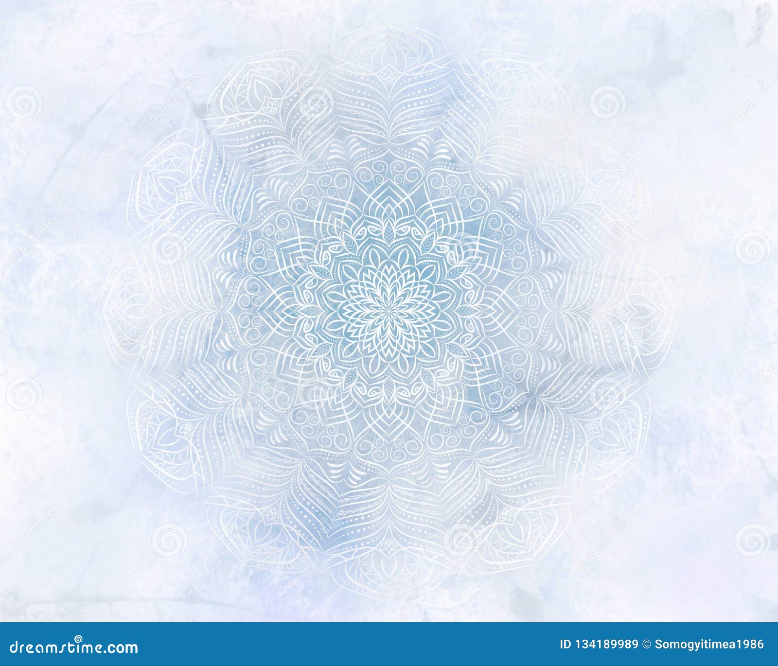 Frosty Mystic Abstract Mandala Light Blue Background. Stock Image ...