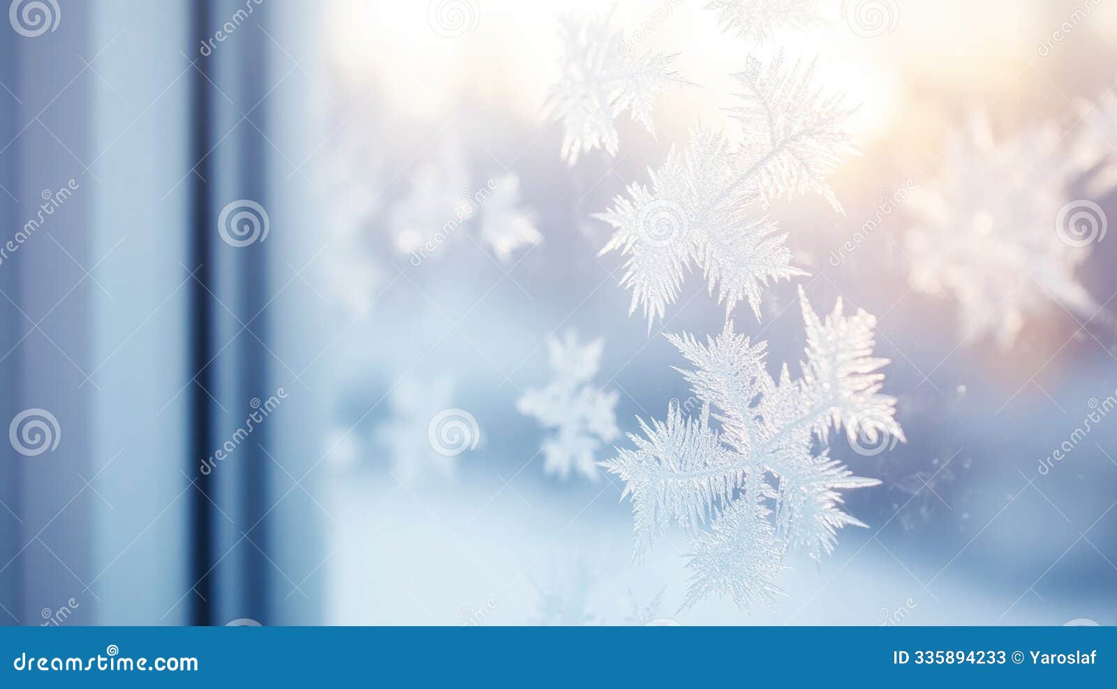frosty snowflakes on a window with soft sunlight create a peaceful winter scene filled with delicate details and warmth