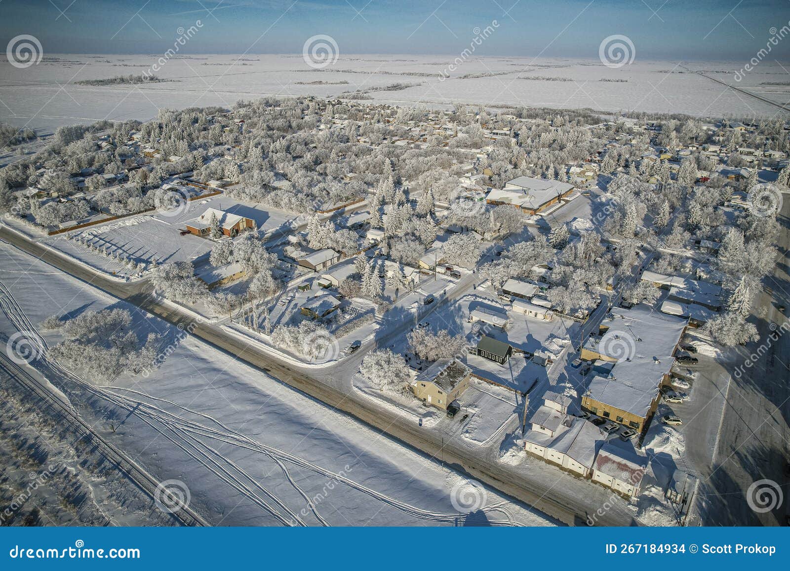 Frosty Winter Day in Dalmeny, Saskatchewan, Canada Stock Photo Image