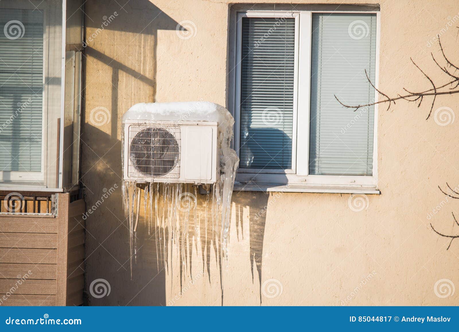Frozen Air Conditioner Icicles Stock Image Image of danger, rieisig