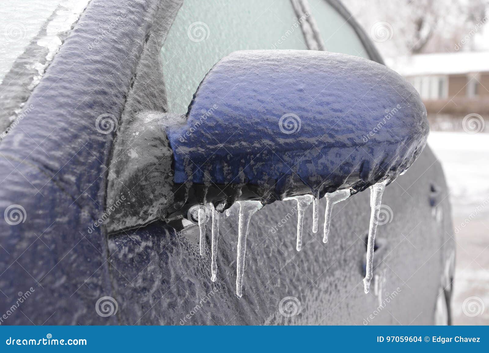 Frozen Car stock photo. Image of frost, mirror, icicle 97059604