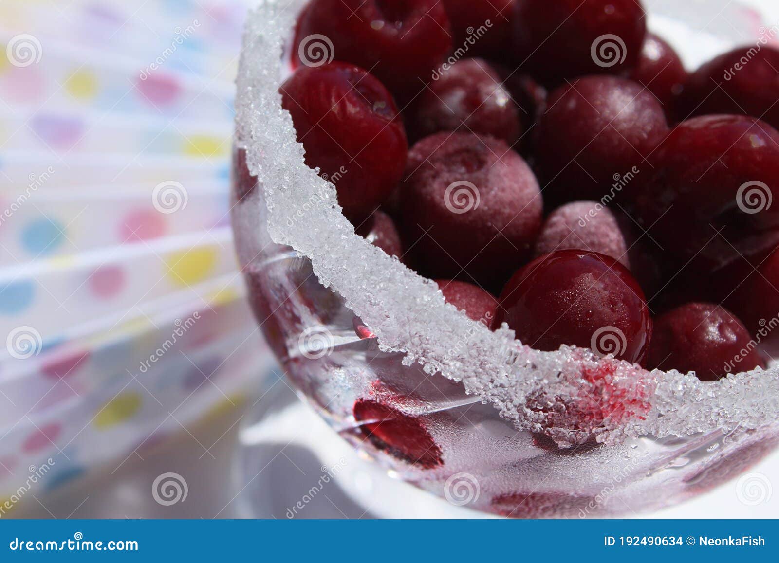 Frozen Cherries in Summer Light Stock Photo Image of crystal, cream