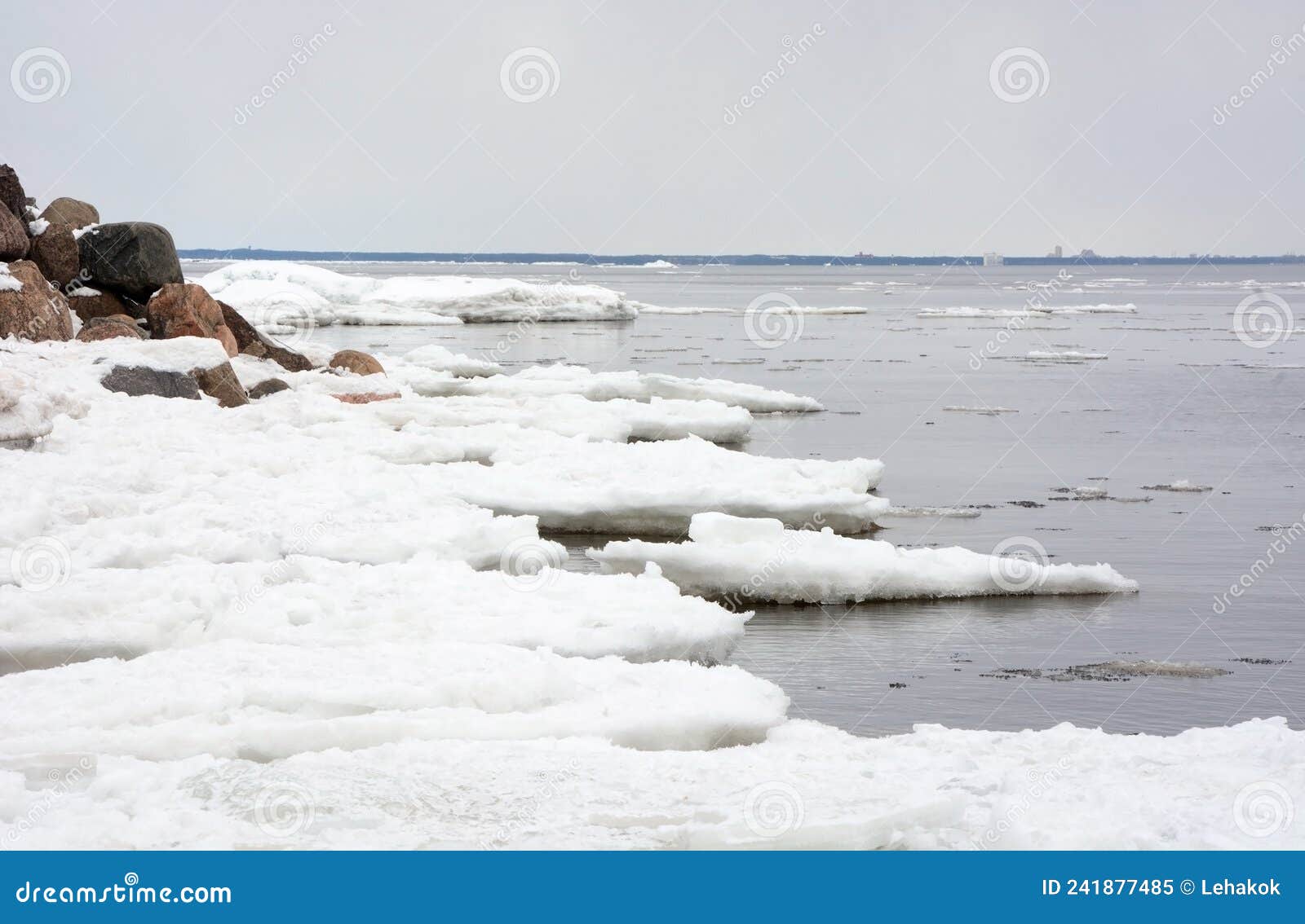 The Frozen Coast of the Gulf of Finland with a Bizarre Form of Ice