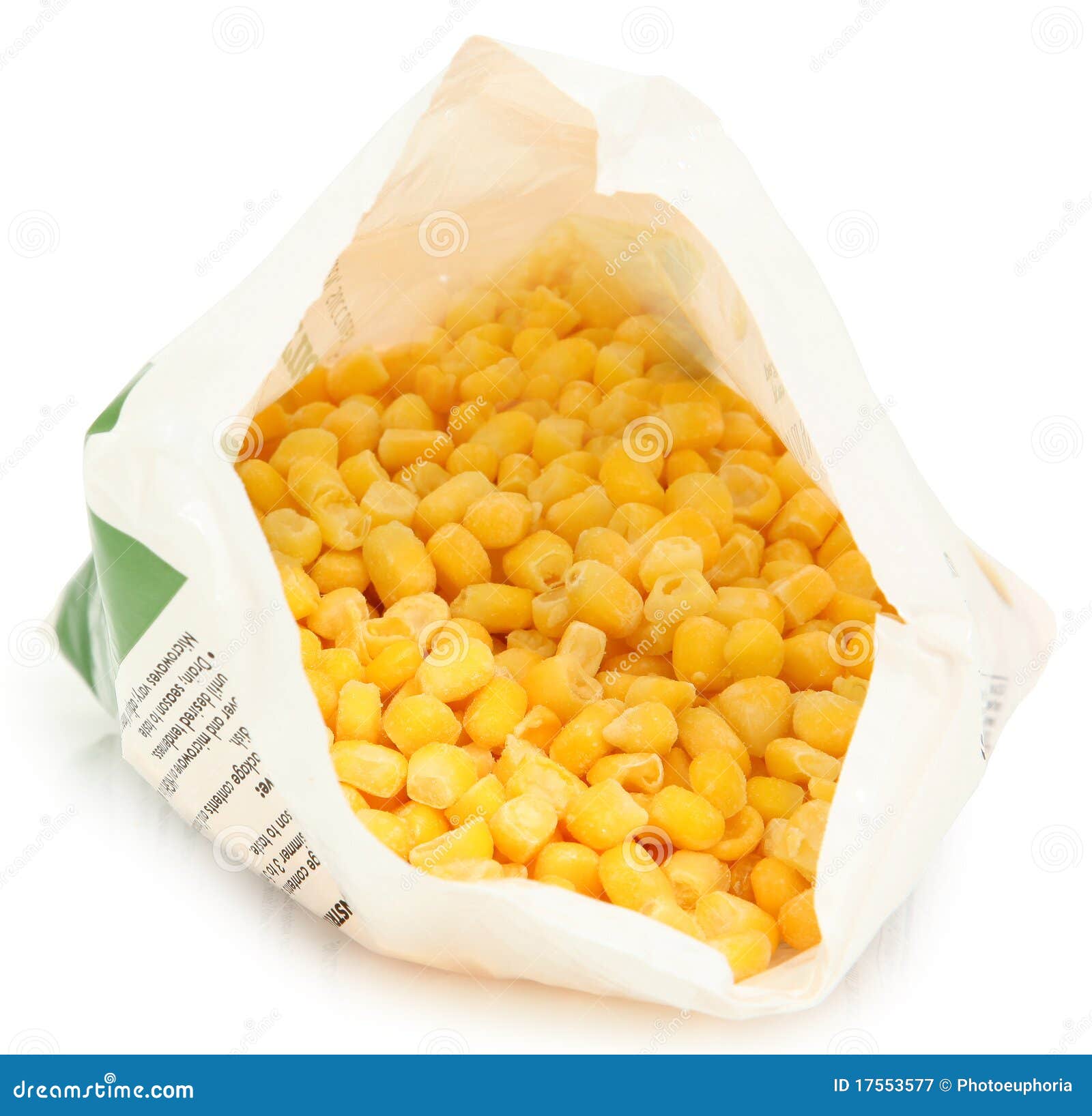 frozen corn in open bag