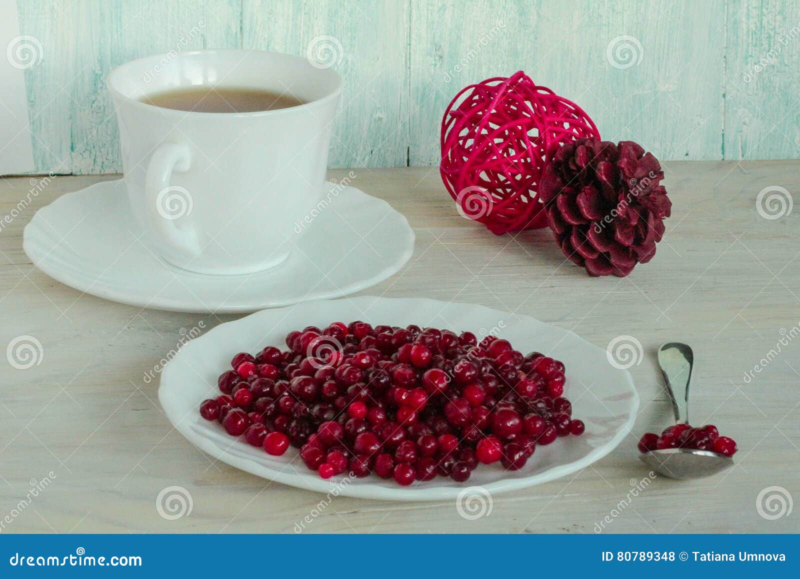Frozen Cranberries on the Plate and Spoon Stock Photo Image of life