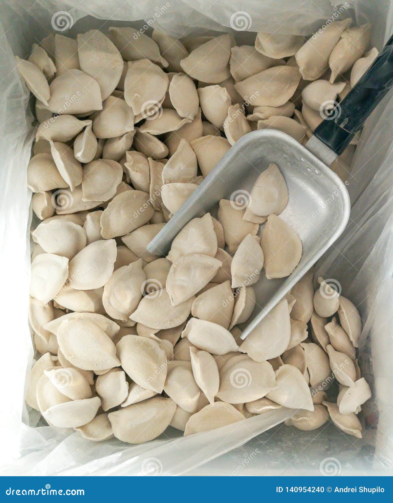 Frozen Dumplings on the Market Shelf Stock Photo Image of long