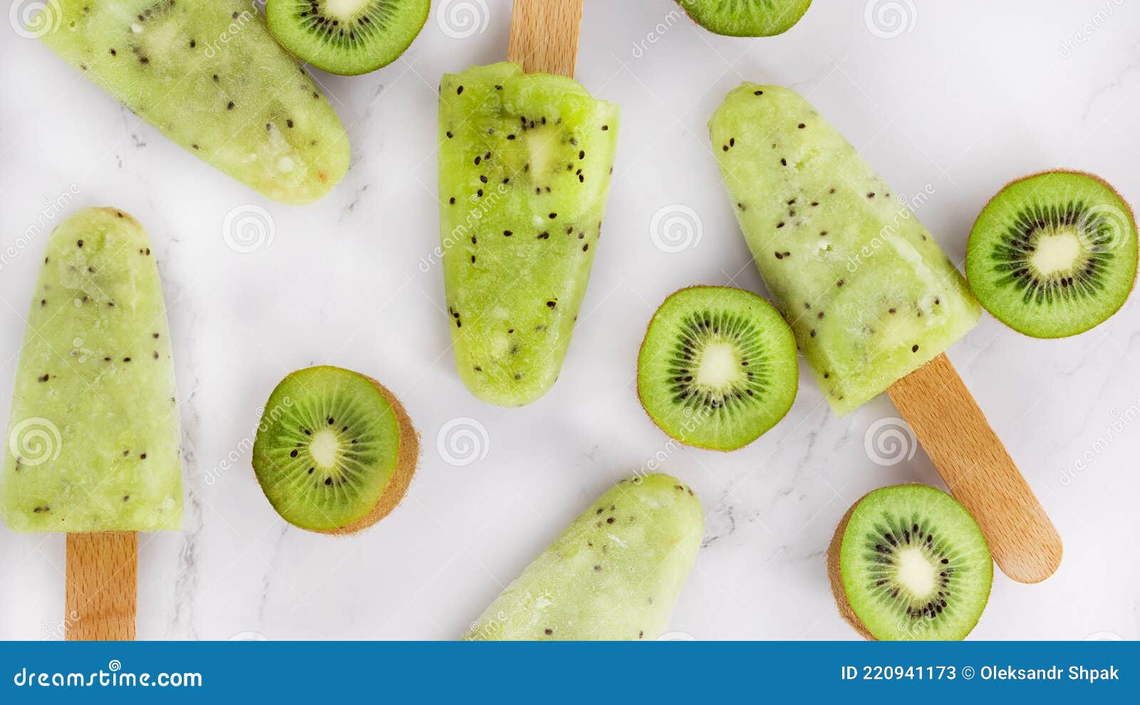 Frozen Fruit Kiwi Juice. Popsicle on a Stick and Kiwi Stock Image