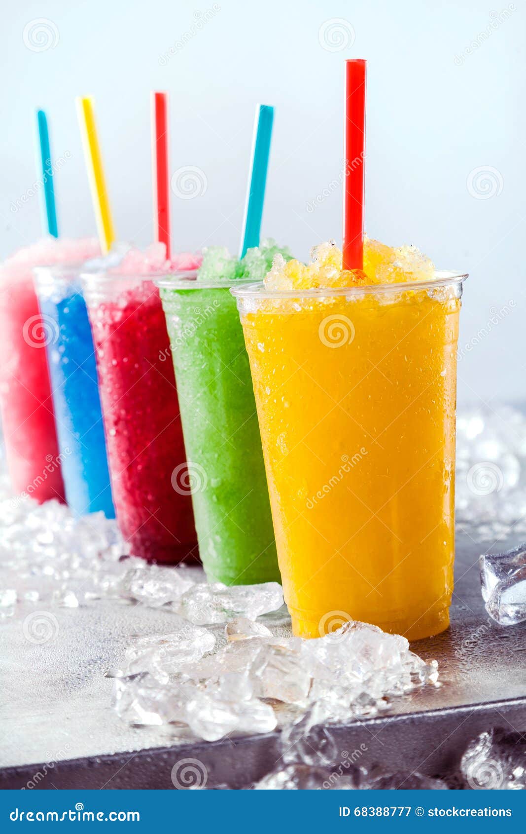 Download Frozen Fruit Slush Granitas In Plastic Cups Stock Image - Image of range, different: 68388777