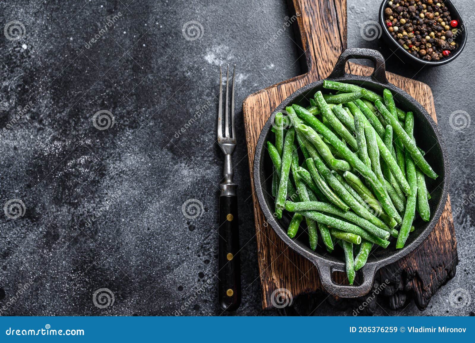 Frozen Green Beans in a Pan. Black Background. Top View Stock Image Image of diet, kidney
