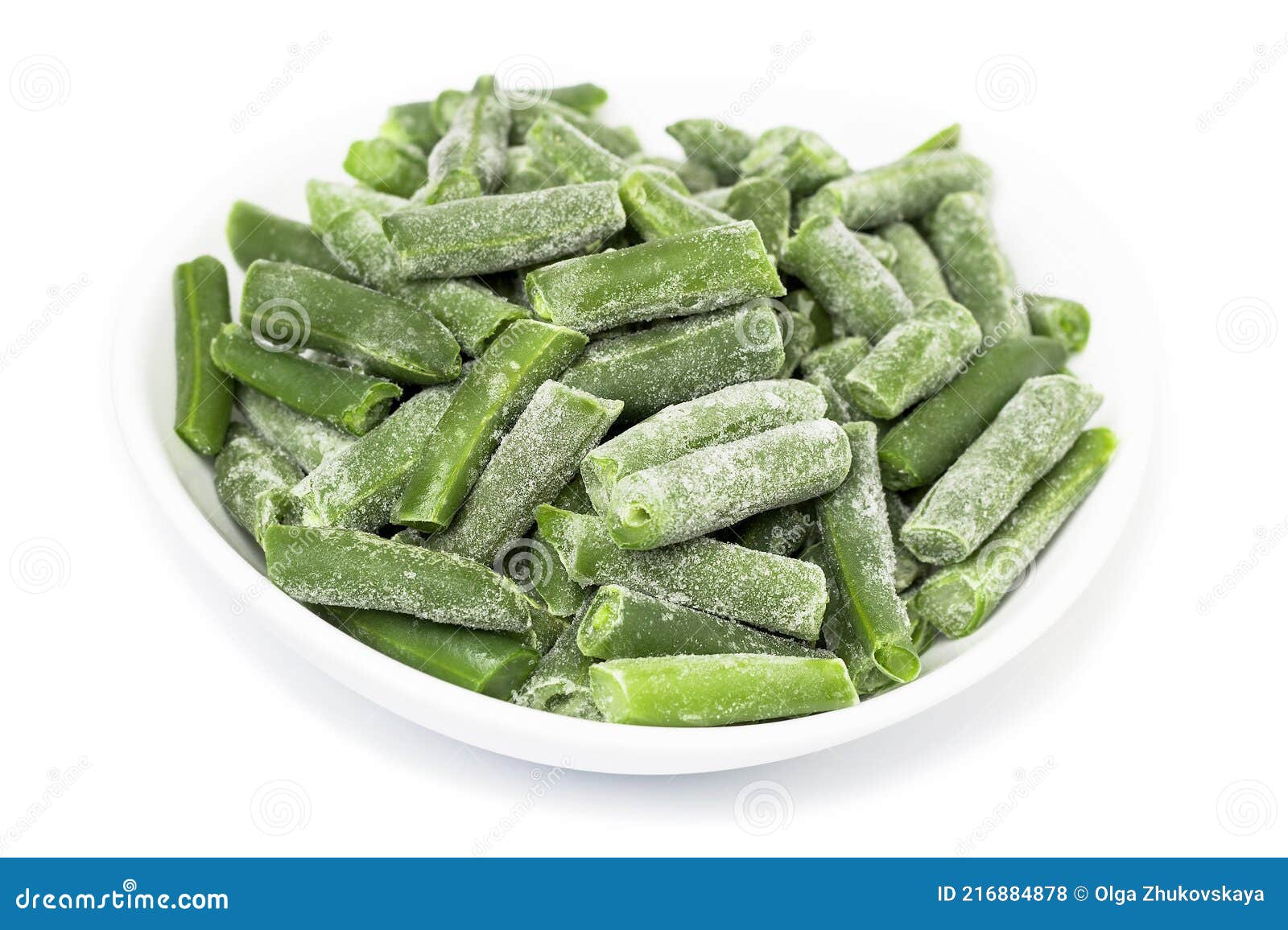 Frozen Green Beans in a White Plate Stock Photo Image of frozen, food