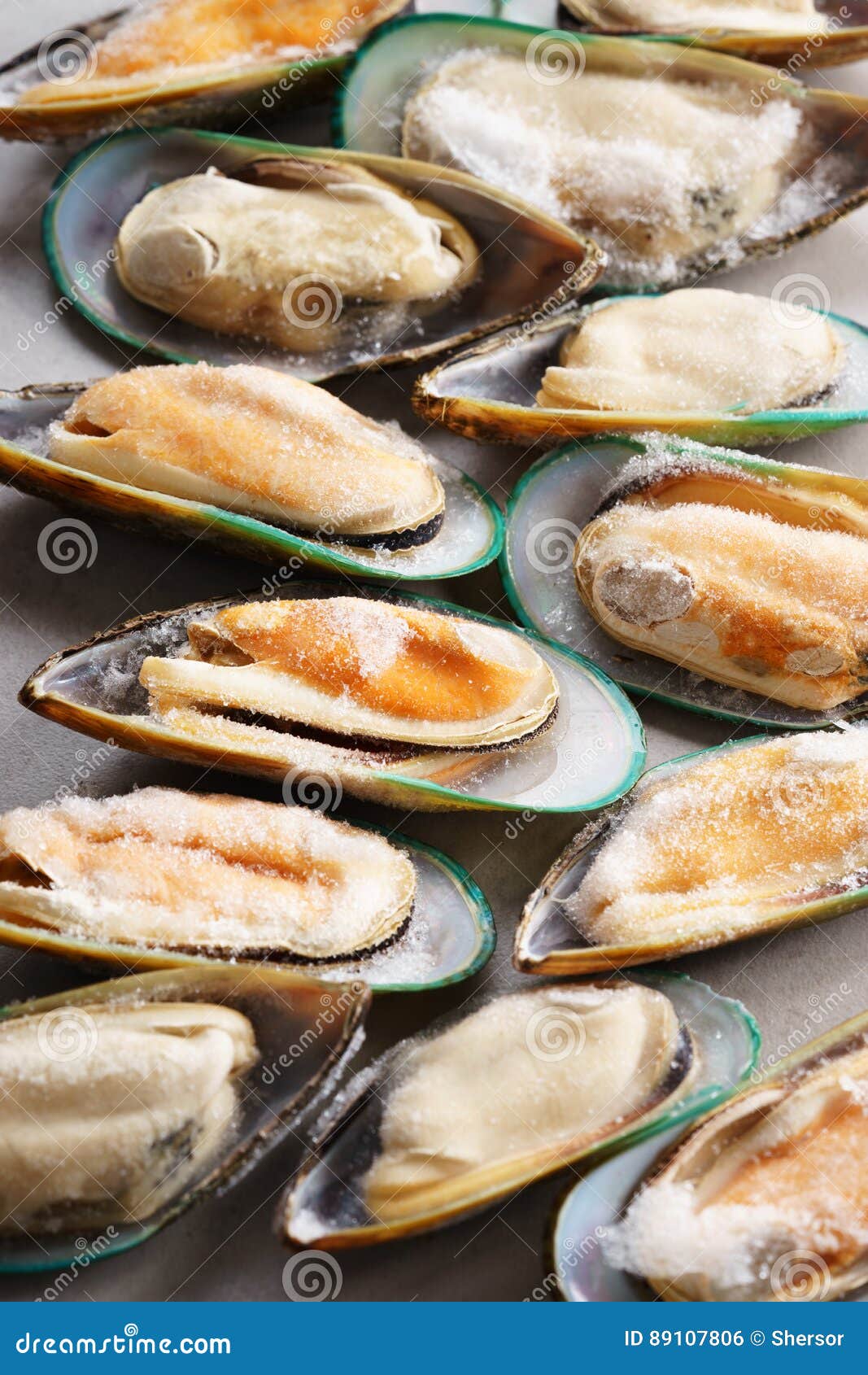 Frozen green mussels stock photo. Image of cuisine, group 89107806