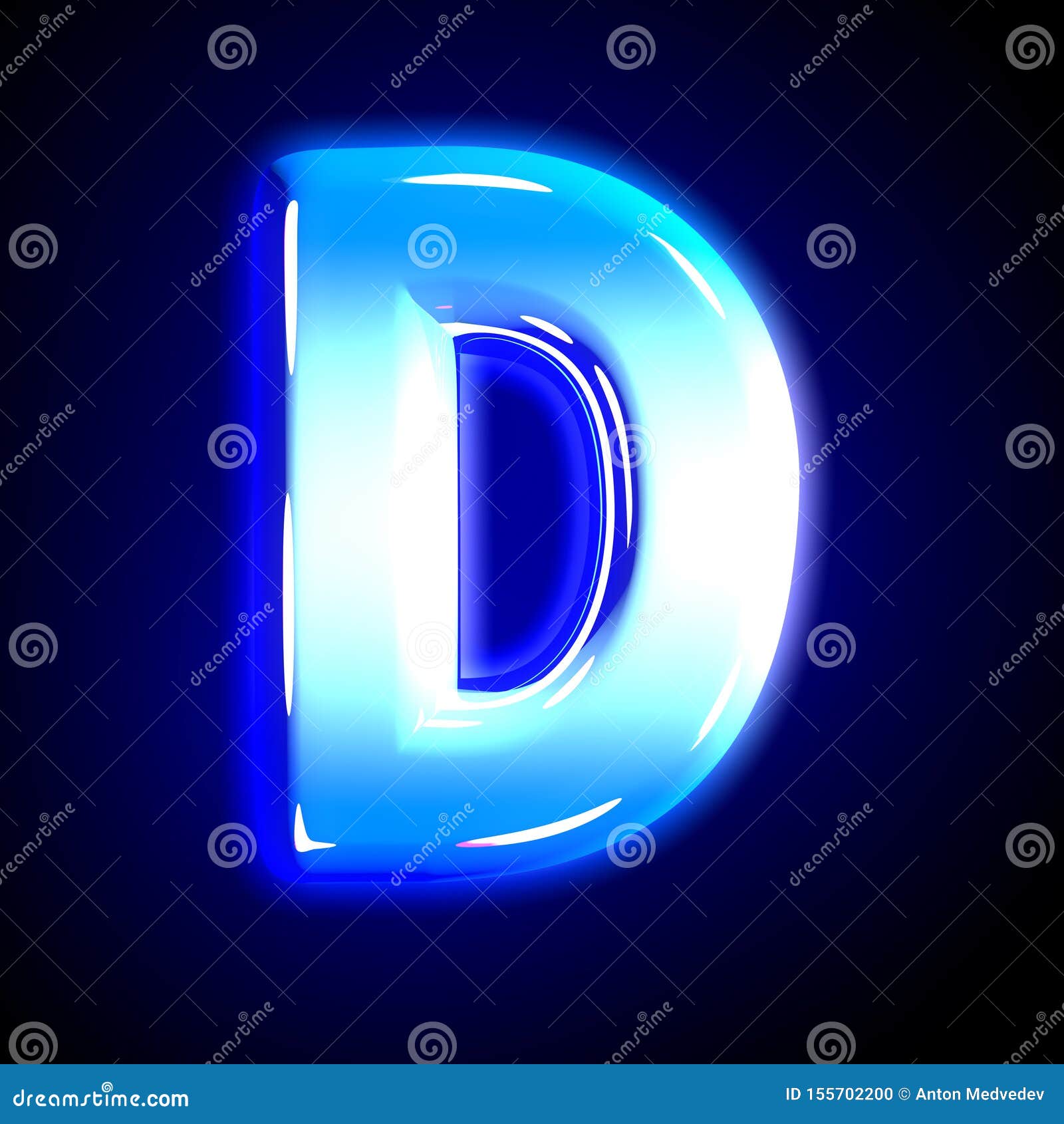 Frozen Ice Letter D of Glowing Festive Blue Glossy Alphabet Isolated on ...