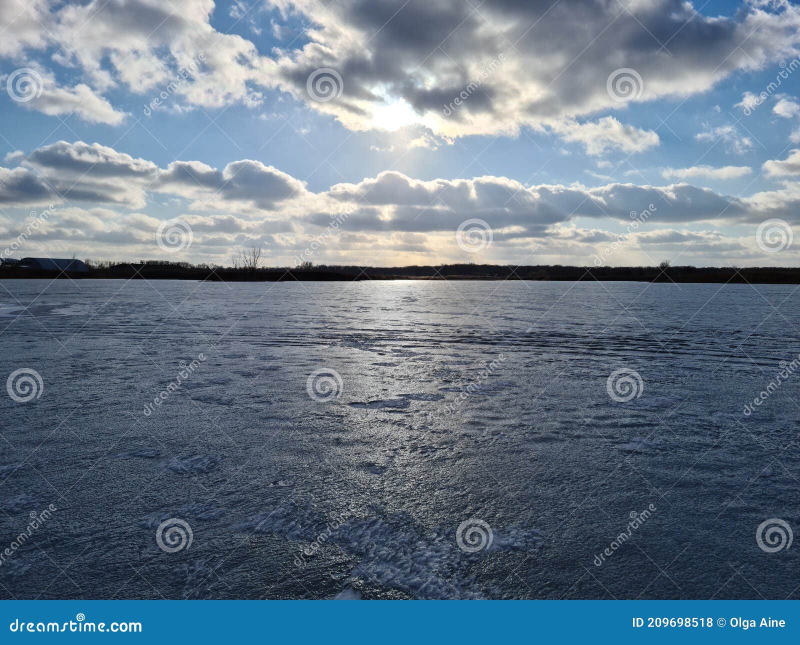 Frozen Lake. Ice on the Lake and Cloudy Sky Stock Photo Image of lake
