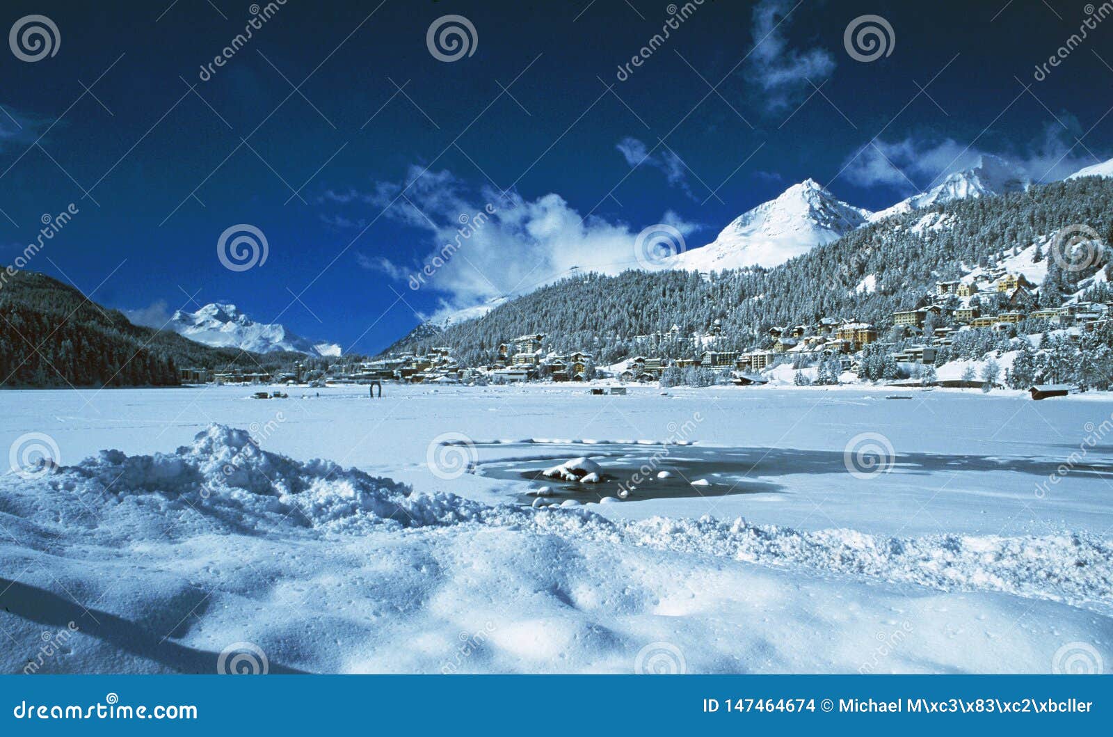 frozen lake st. moritz, wintersport village, upper engadin