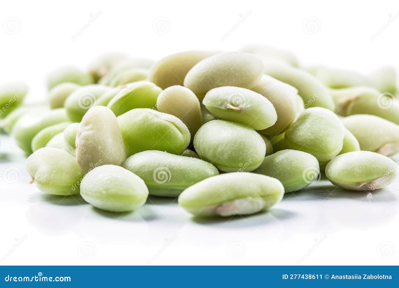 Frozen Lima Beans on White Background. Generative AI Stock Illustration