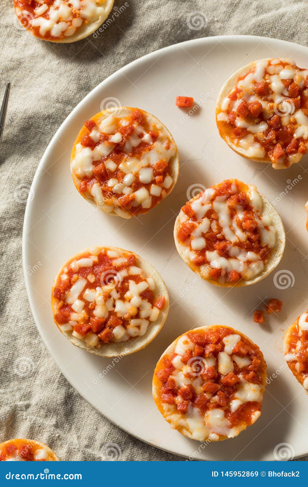 Frozen Mini PIzza Bagels stock image. Image of round - 145952869