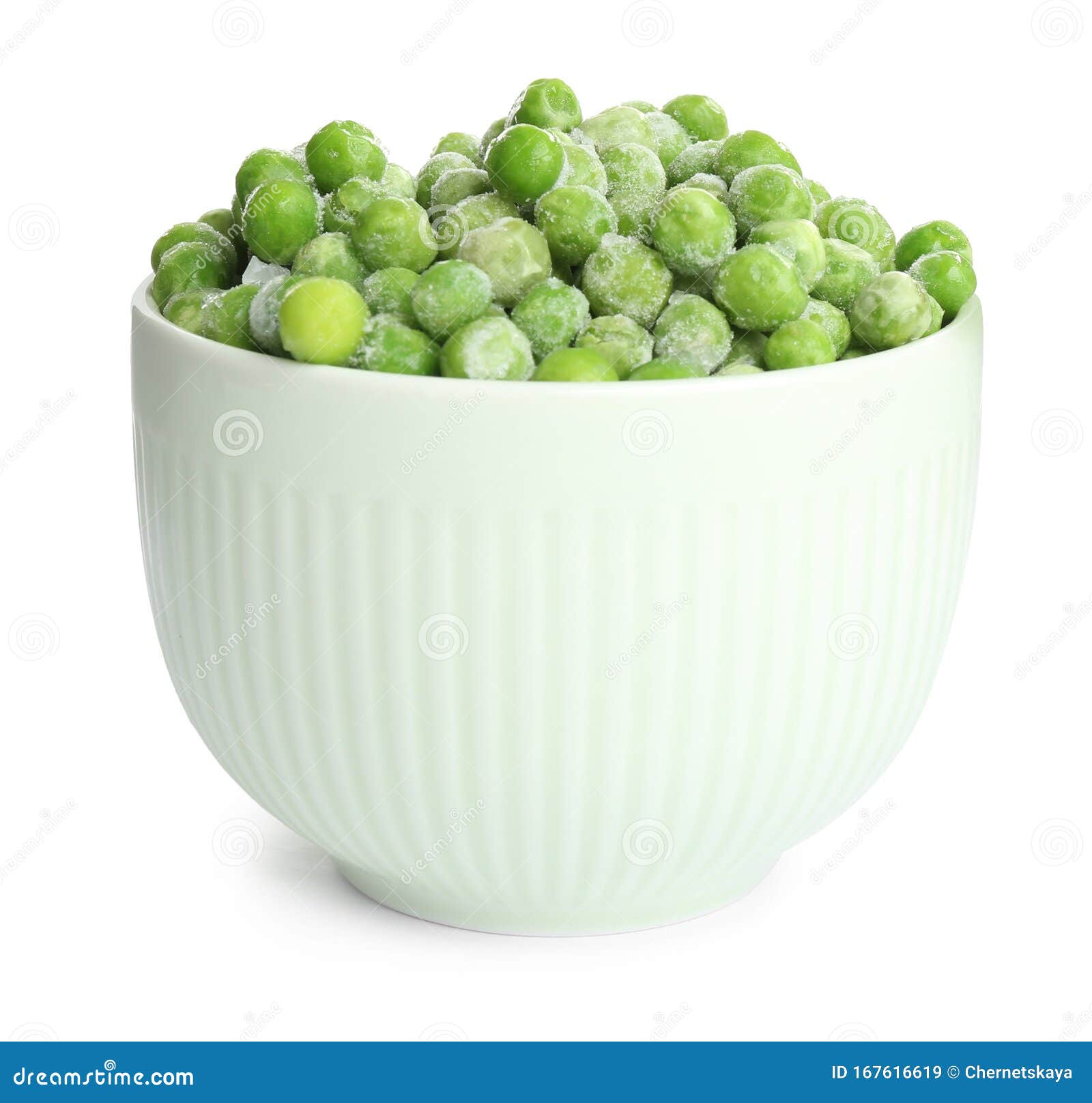  Frozen  Peas  In Bowl Isolated Vegetable  Preservation Stock 