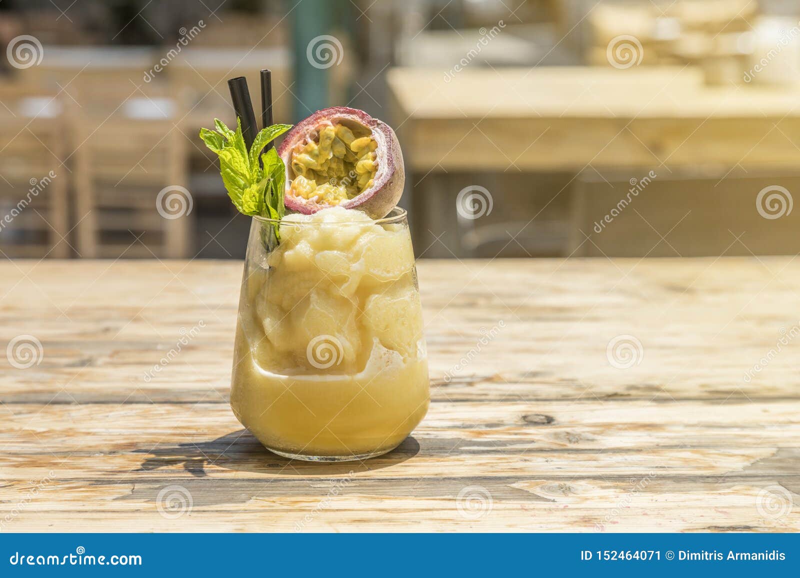 Frozen Summer Cocktail with Passion Fruit Stock Image Image of mint