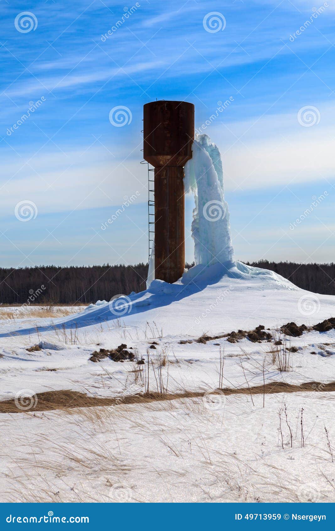 Frozen tank water tower stock image. Image of copyspace 49713959